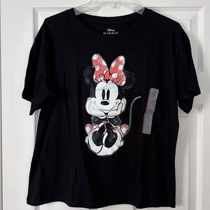 Disney Minnie Mouse Black Short Sleeve Tee Shirt Top Women’s Size XXL